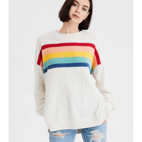American Eagle Chenille Rainbow Stripe 